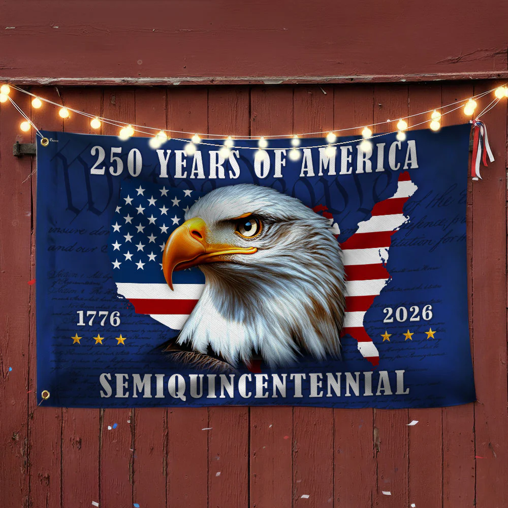 250 Years of America Flag, 1776 2026 Patriotic Eagle Grommet Flag