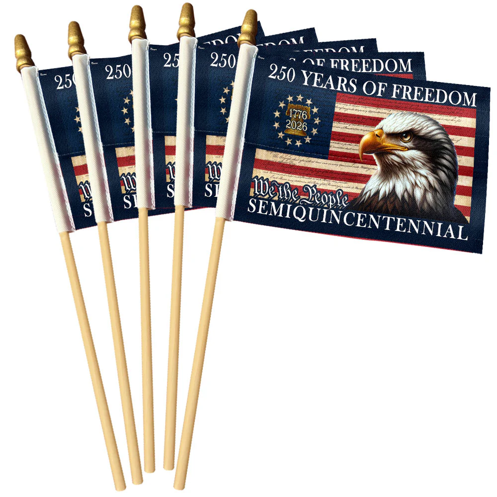 250 Years of Freedom American Handheld Flag, Patriotic Eagle American Flag