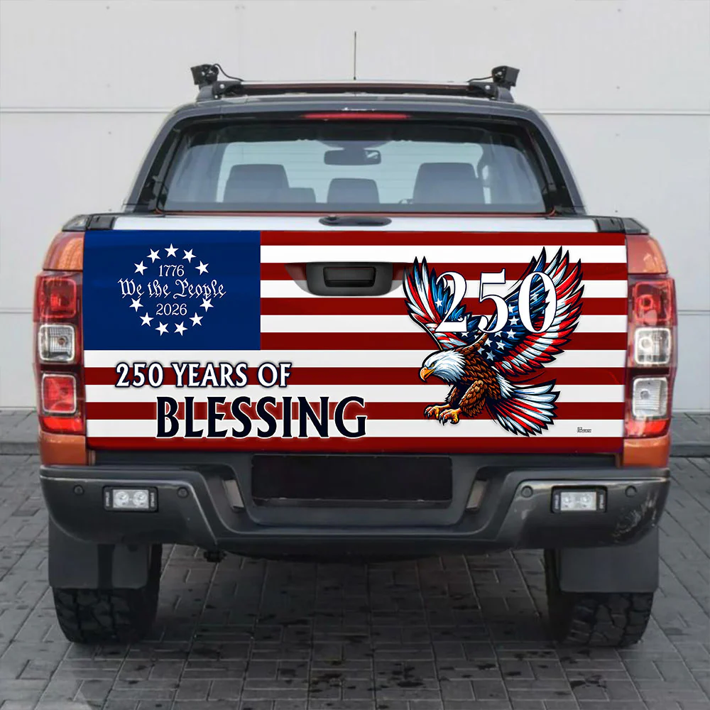 250 Years of Blessing Car Decal, Patriotic Eagle Truck Tailgate Wrap