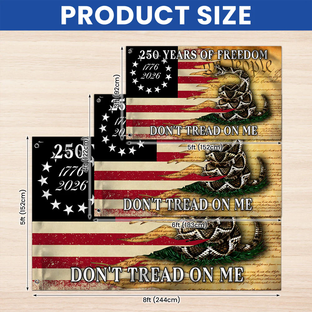 250 Years of Freedom Flag, 1776 2026 Gadsden Dont Tread On Me Grommet Flag