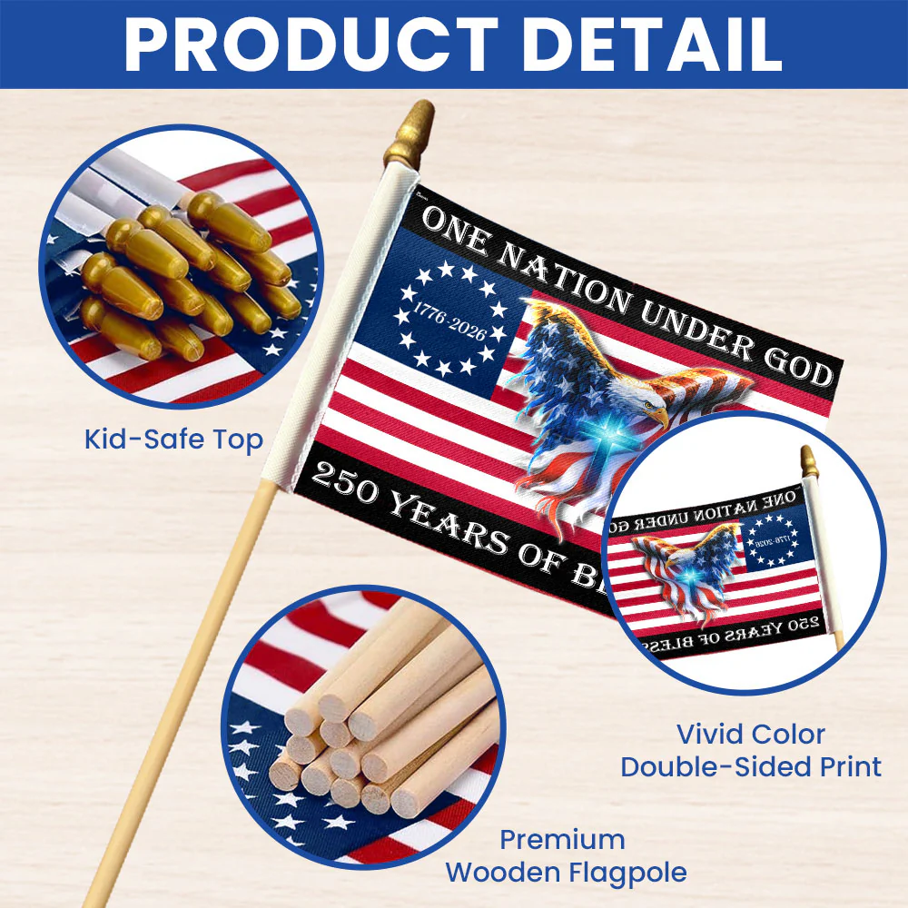 250 Years of Blessing Flag, Christian Cross Eagle Handheld American Flag