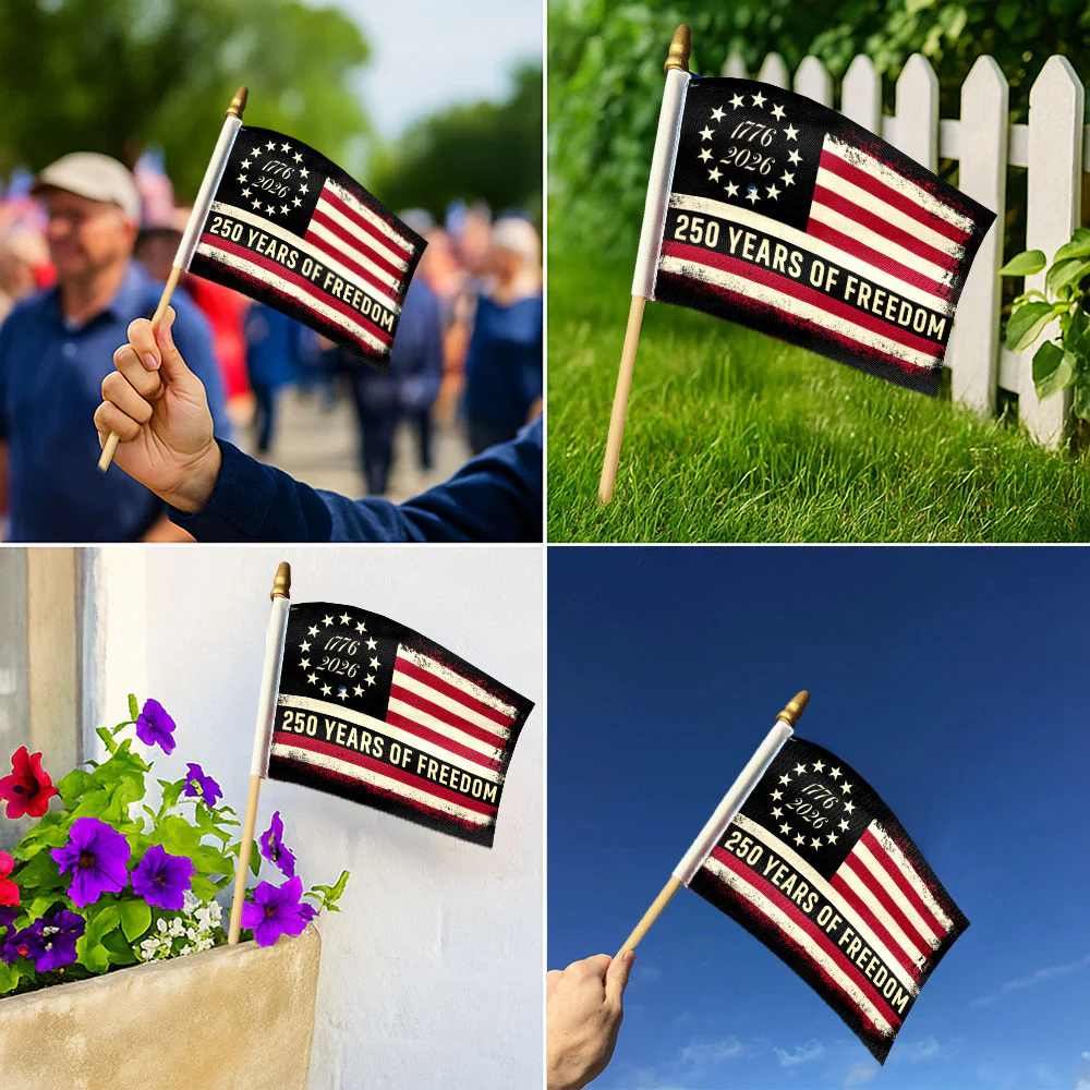Handheld Betsy Ross American Flag, Small Parades 250 Years American Flag