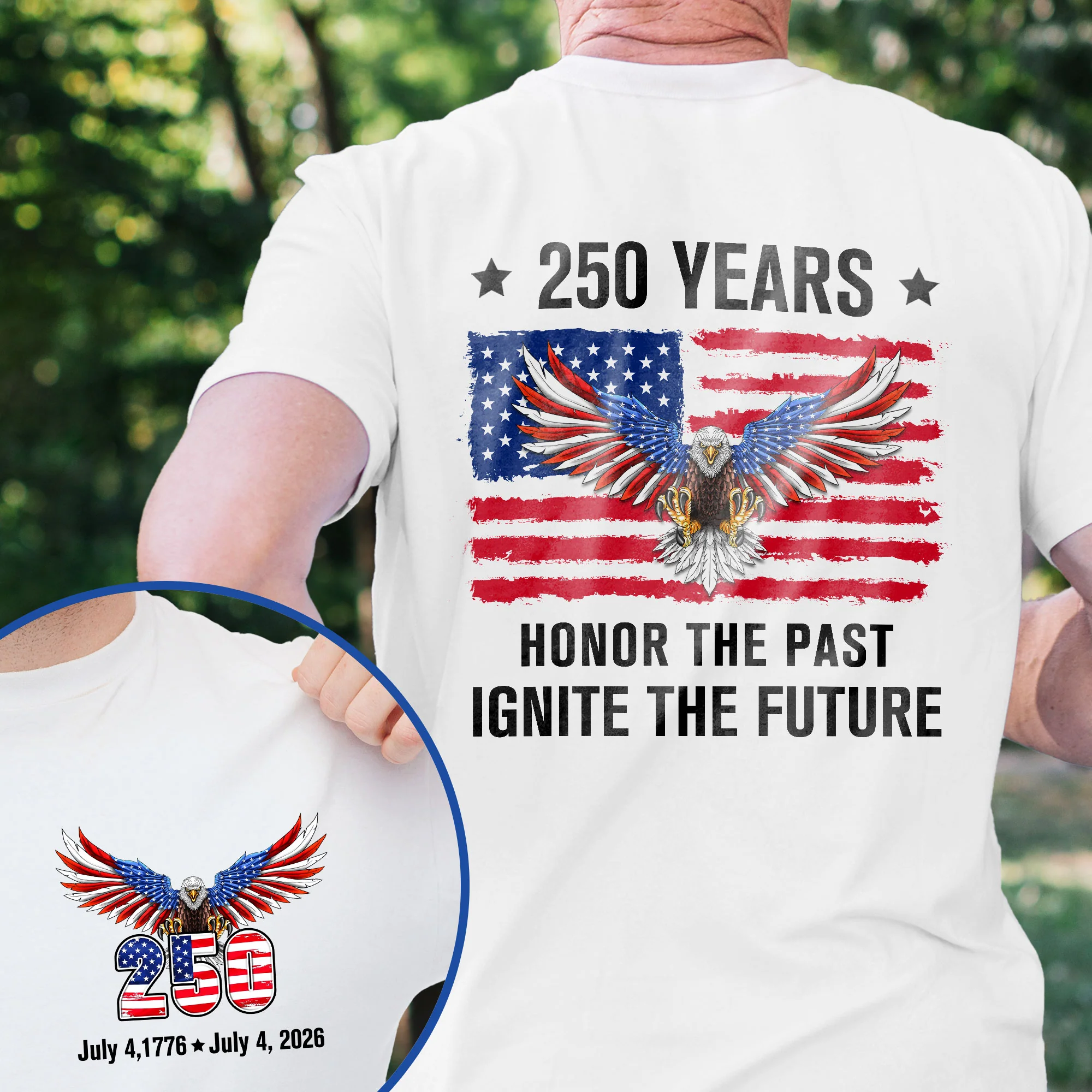 America 250th Anniversary T-Shirt | Bald Eagle Flag Tee for July 4th