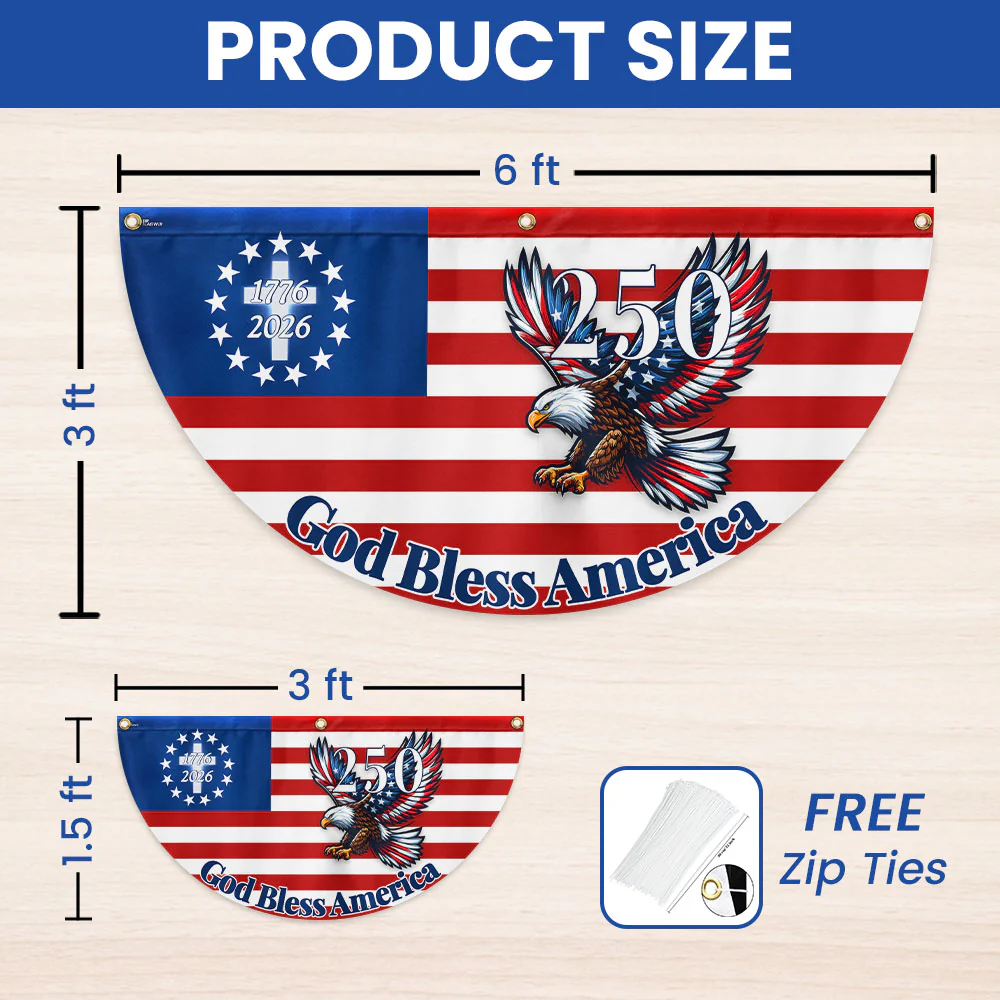 Jesus Cross Flag | 250th Patriot Eagle God Bless America Fan Flag