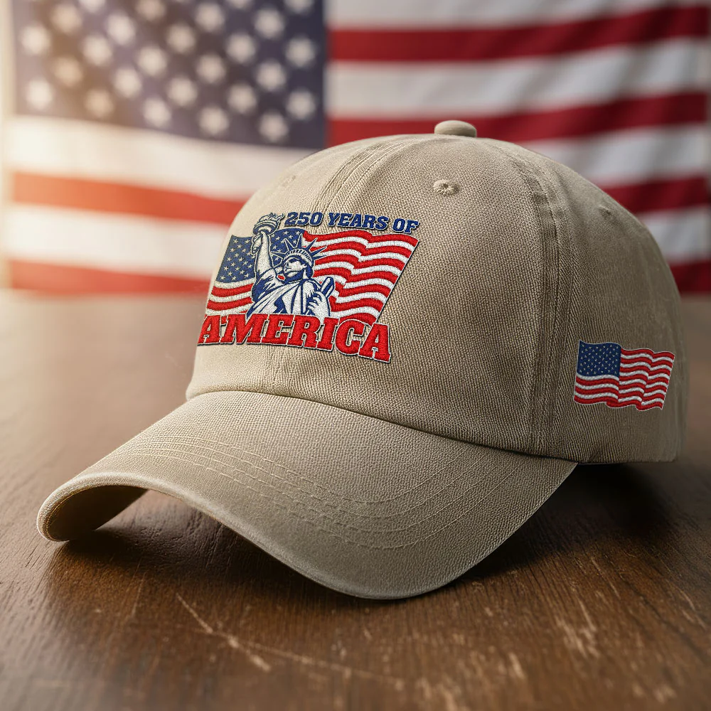 250 Years of America Washed Cap, Patriotic Liberty Embroidered Cap