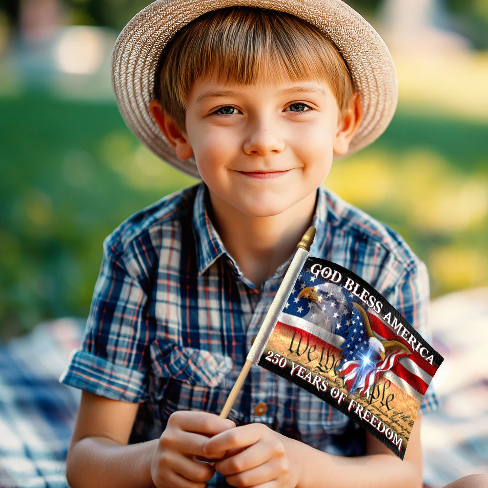 Patriotic 250 Years of Freedom Flag, God Bless America Handheld Flag
