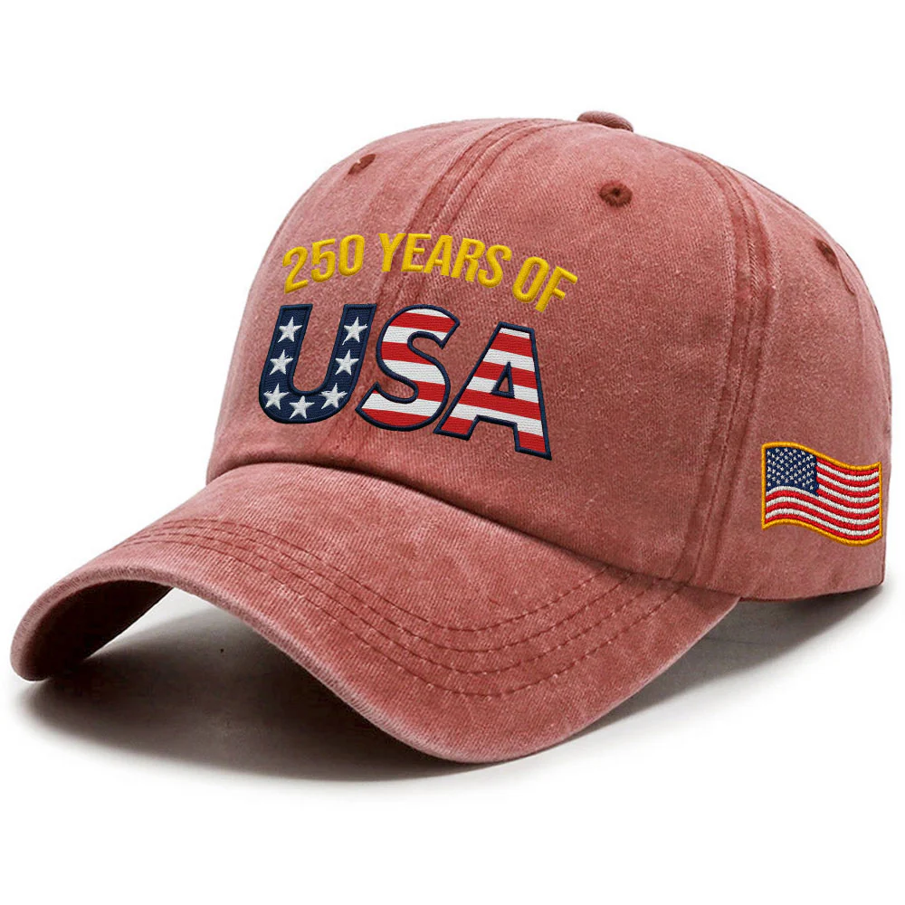 250 Years of USA Washed Cap | Independence Patriot Washed Cap Embroidered Flag