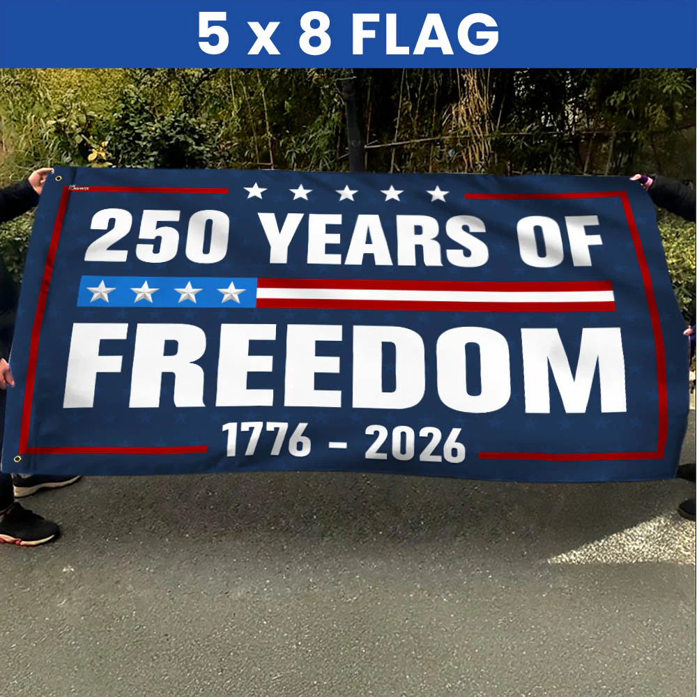 American Flag - 250 Years Of Freedom 1776-2026 4th Of july Grommet Flag