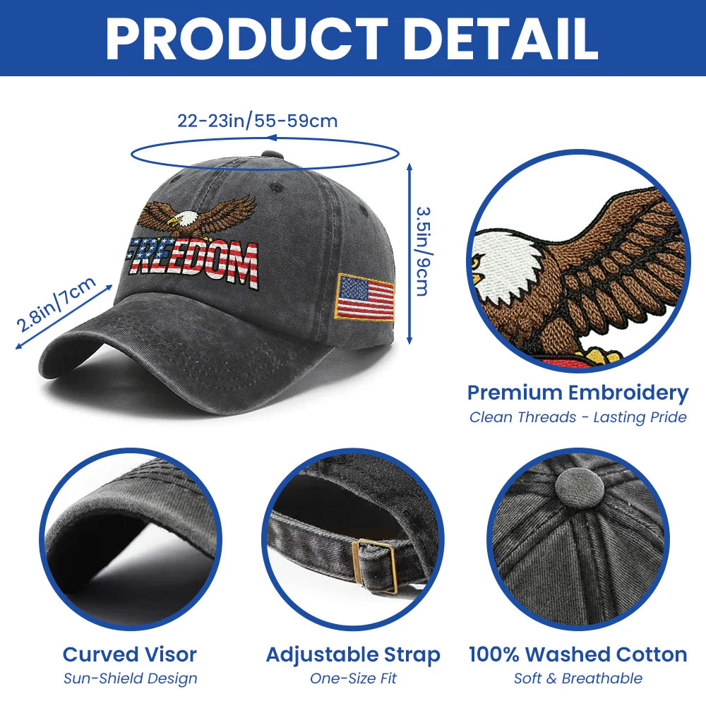 250 Years of Freedom Washed Cap | Patriot Eagle Embroidered Cap