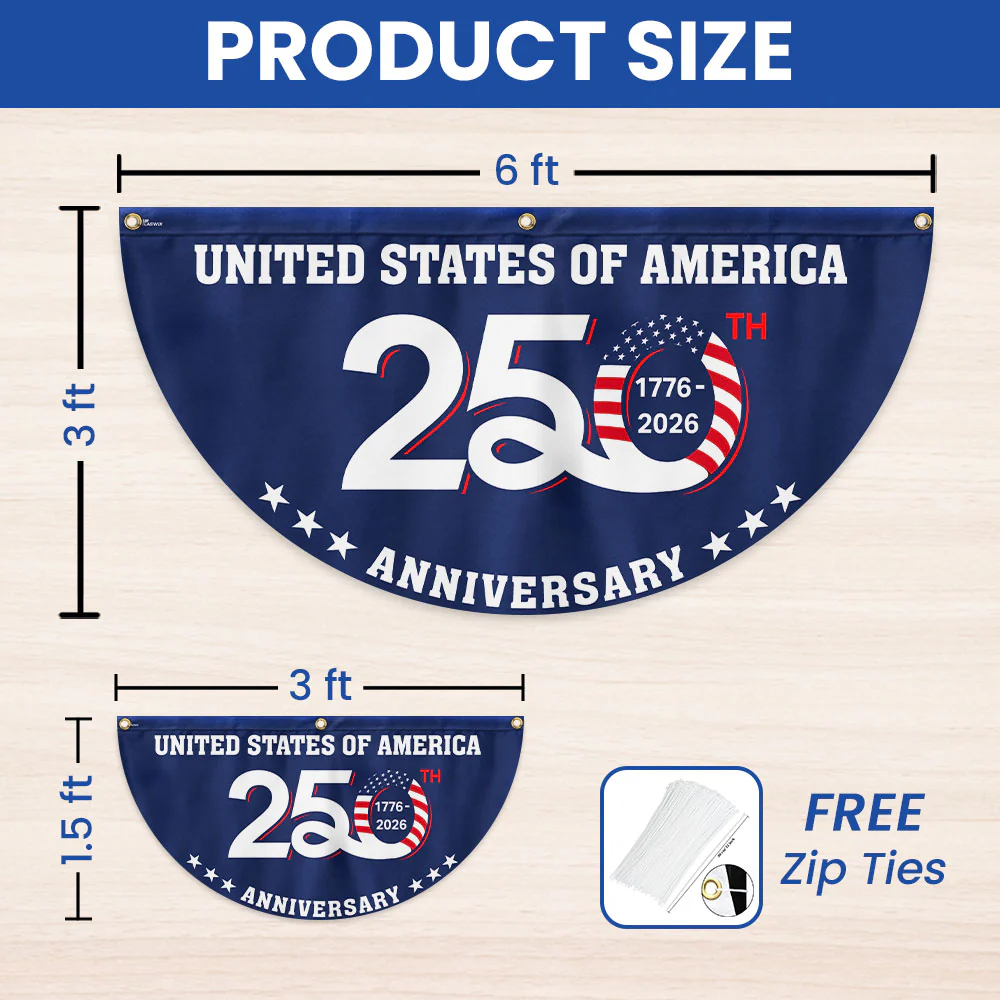 Patriotic 250th Anniversary 1776 2026 United States of America Semiquincentennial Fan Flag