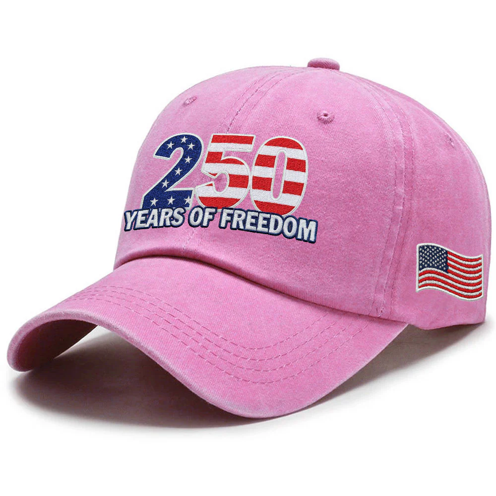 250 Years of Freedom Washed Cap with Embroidered American Flag
