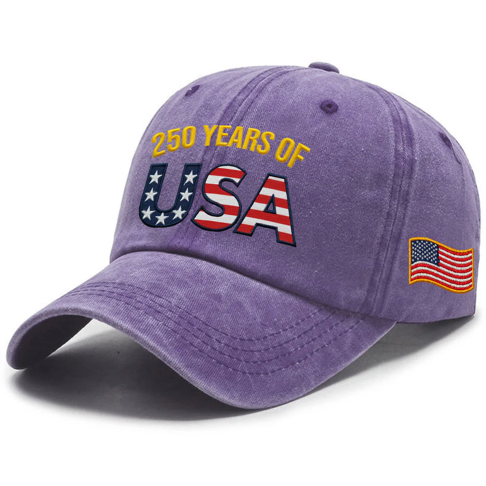 250 Years of USA Washed Cap | Independence Patriot Washed Cap Embroidered Flag