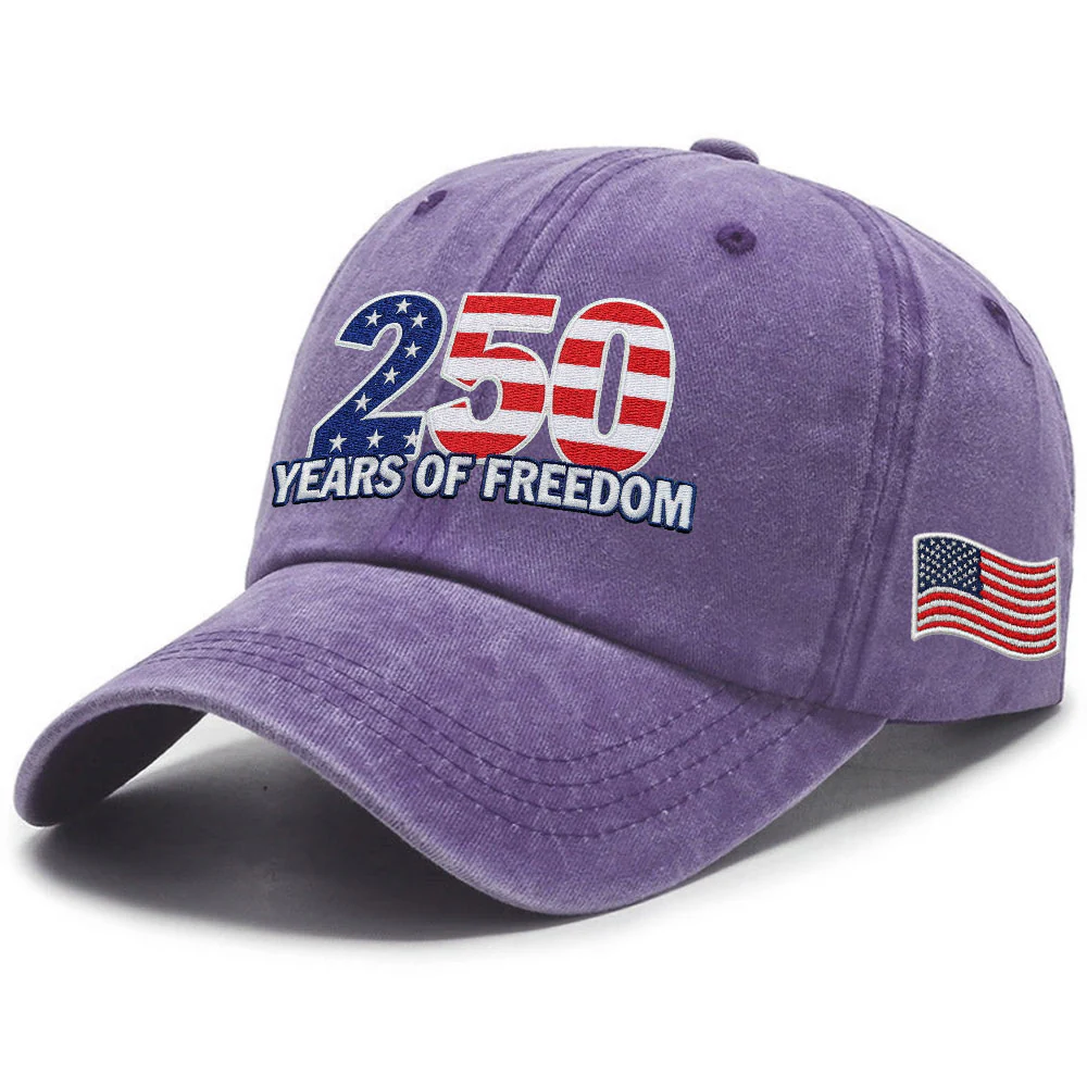 250 Years of Freedom Washed Cap with Embroidered American Flag