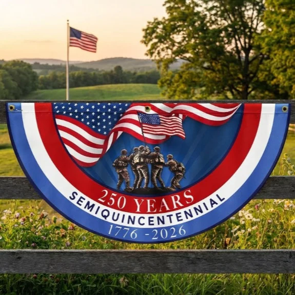 American Flag - USA 250th Anniversary Semiquincentennial Non-Pleated Fan Flag