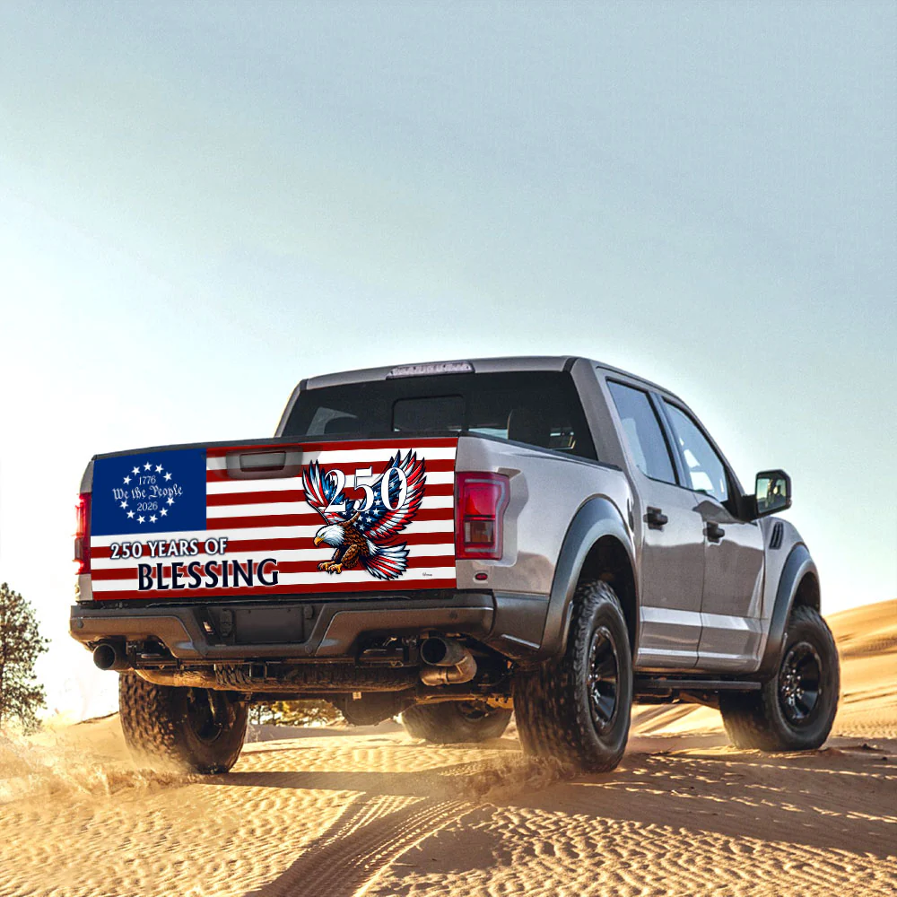 250 Years of Blessing Car Decal, Patriotic Eagle Truck Tailgate Wrap