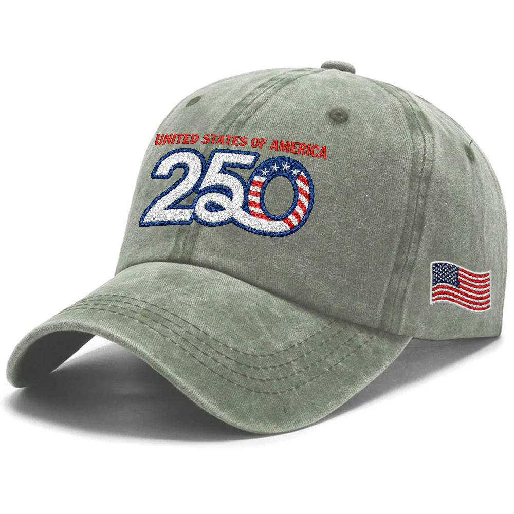 America Vintage Washed Cap, 250th Anniversary Eagle Embroidered Cap