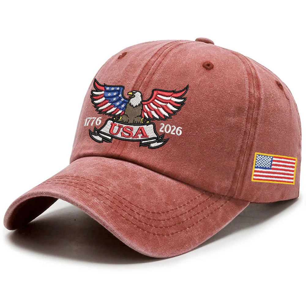 250 Years of America Patriot Washed Cap with Embroidered Eagle USA Flag