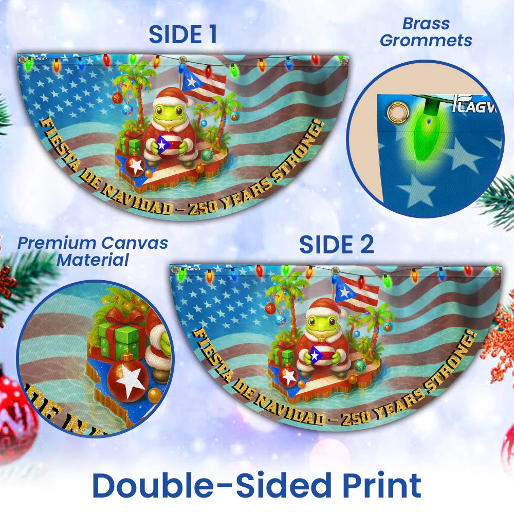 Puerto Rico Christmas Fan Flag – Fiesta De Navidad 250 Years Strong