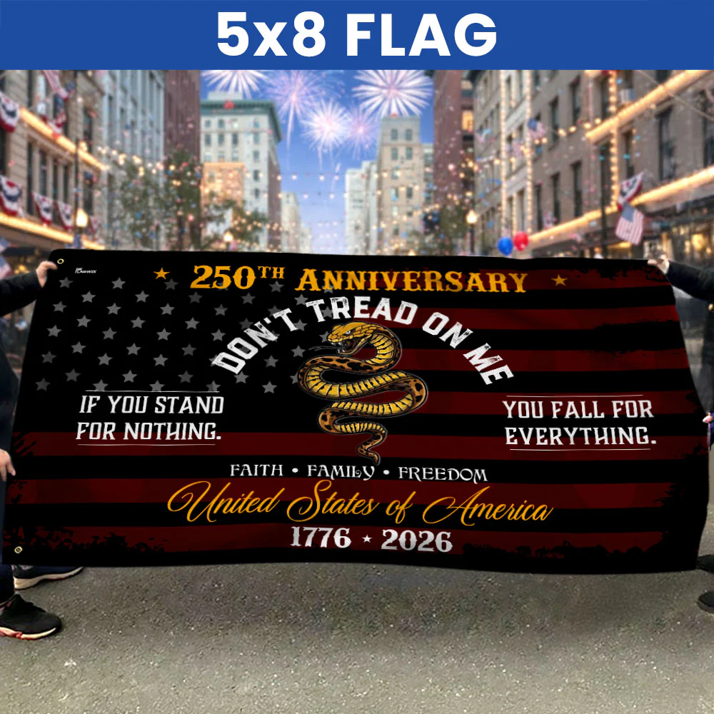 USA 250th Anniversary Grommet Flag – Don’t Tread On Me Patriotic Design