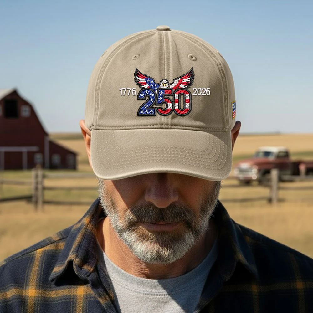 250th Anniversary Washed Cap with Embroidered Eagle Flag