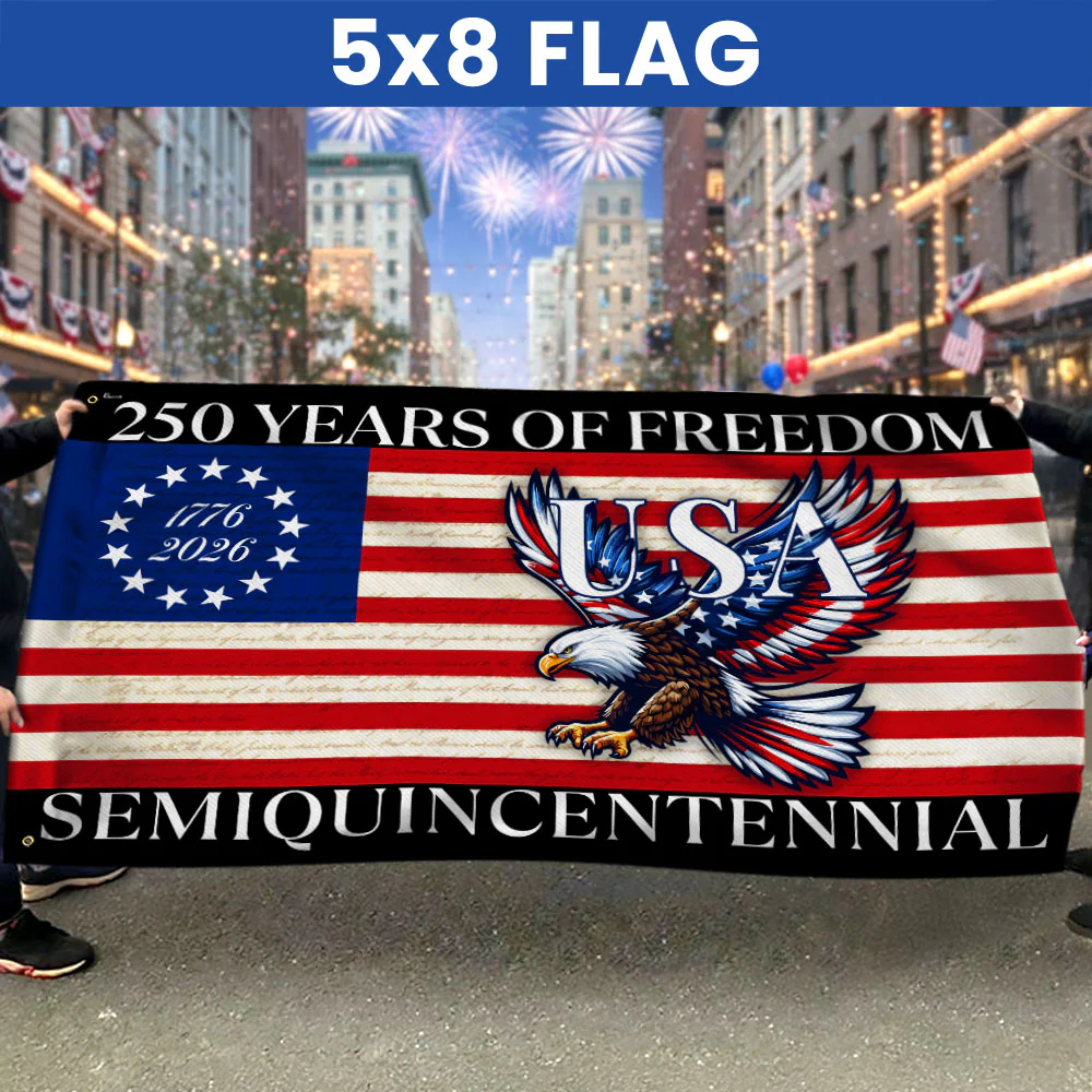 250 Years Of Freedom Flag | USA Bald Eagle Patriotic 250th Grommet Flag