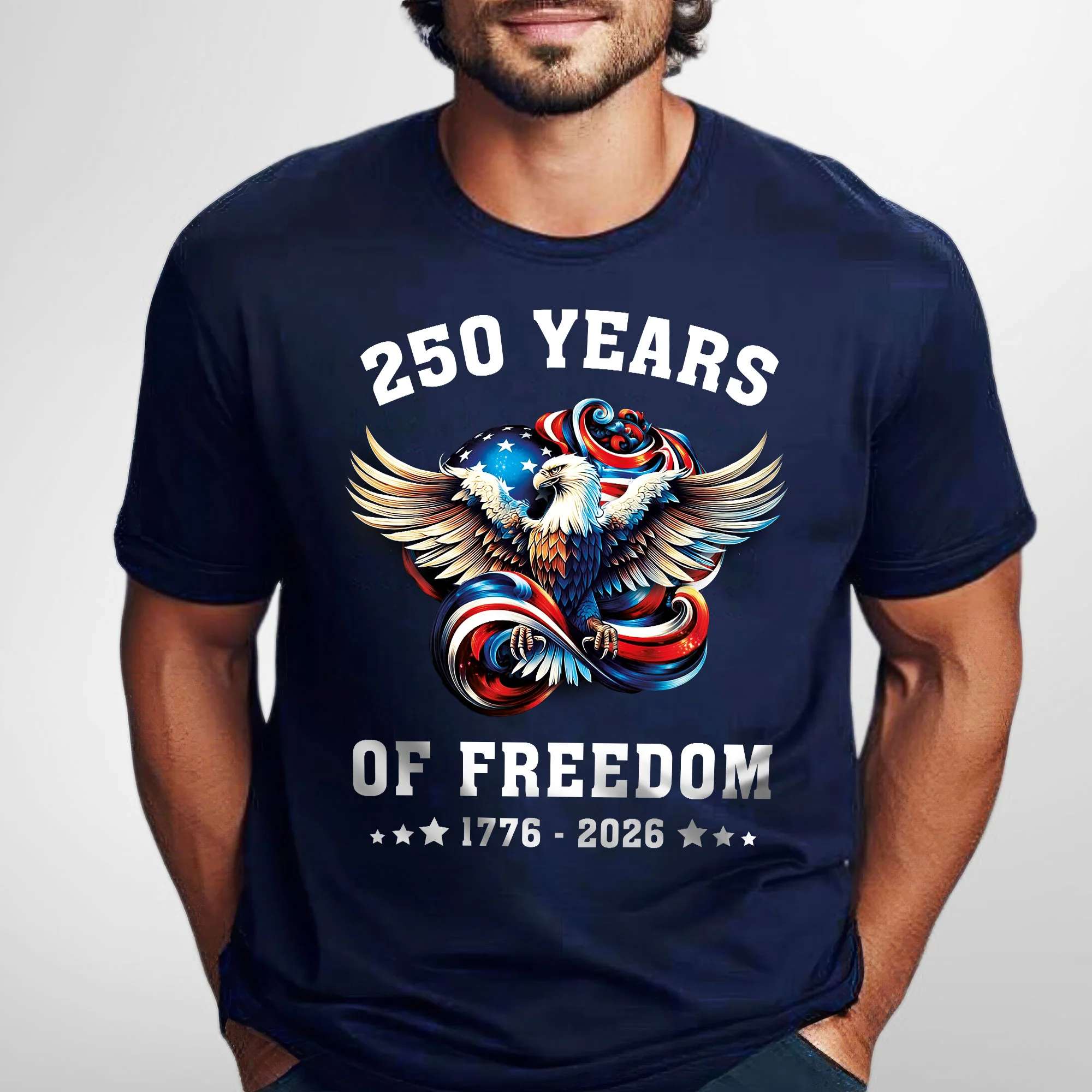 250 Years of Freedom Eagle T-Shirt | 1776-2026 Patriotic Tee for Men