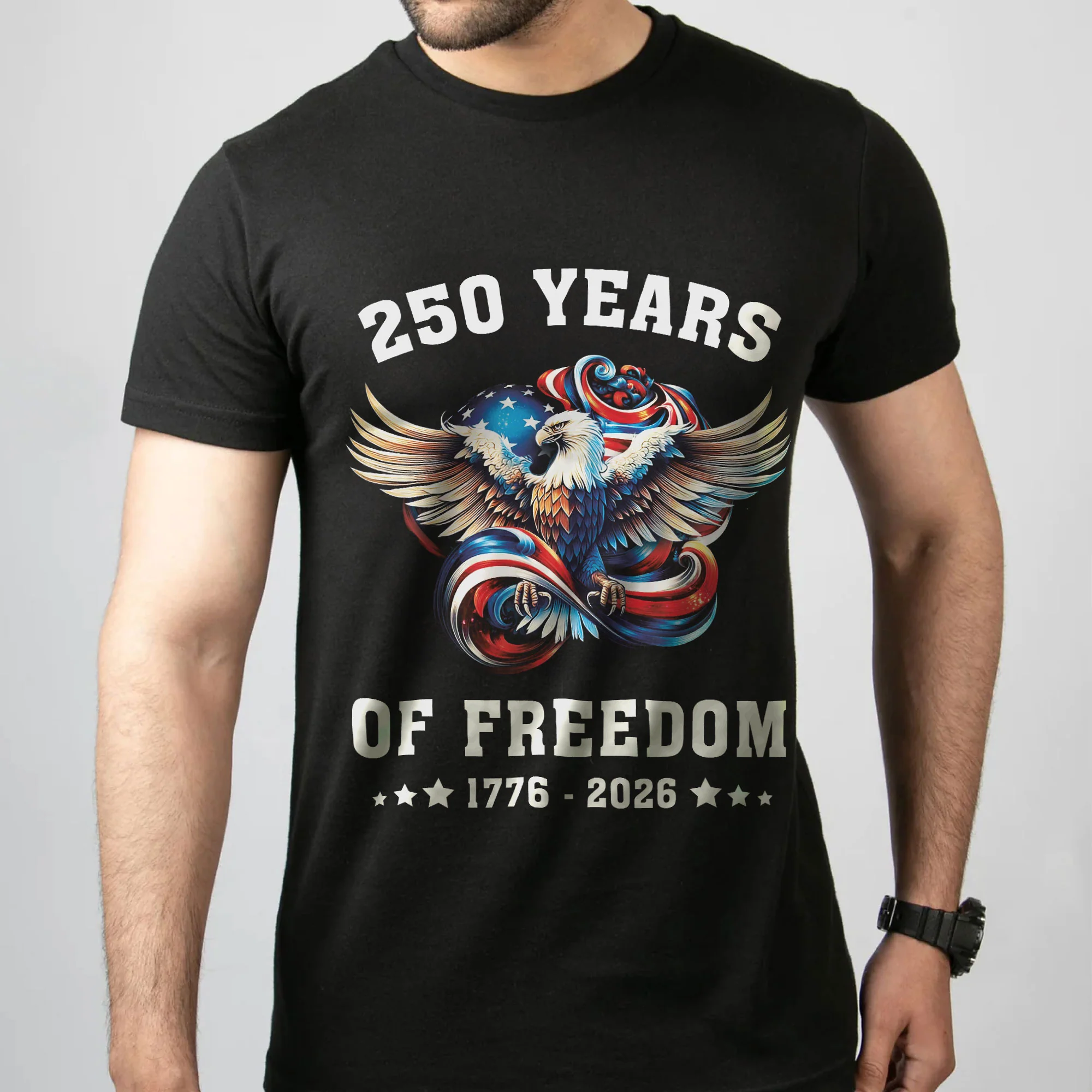 250 Years of Freedom Eagle T-Shirt | 1776-2026 Patriotic Tee for Men