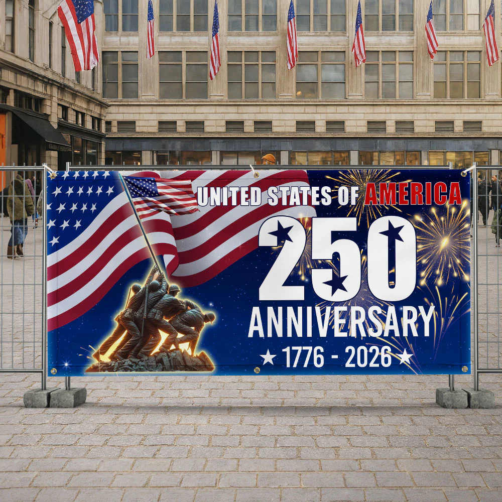 250th Anniversary USA Fence Banner 1776 2026 Patriotic outdoor Flag
