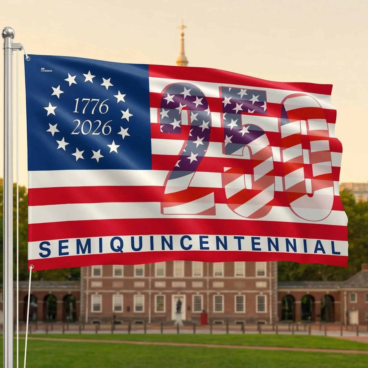 America 250th Anniversary United States Semiquincentennial 1776 2026 Patriotic Grommet Flag
