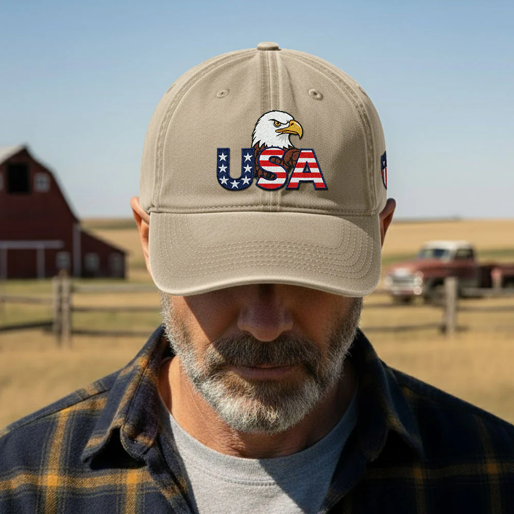 Patriotic 250 Years USA Washed Cap with Embroidered American Shield Flag