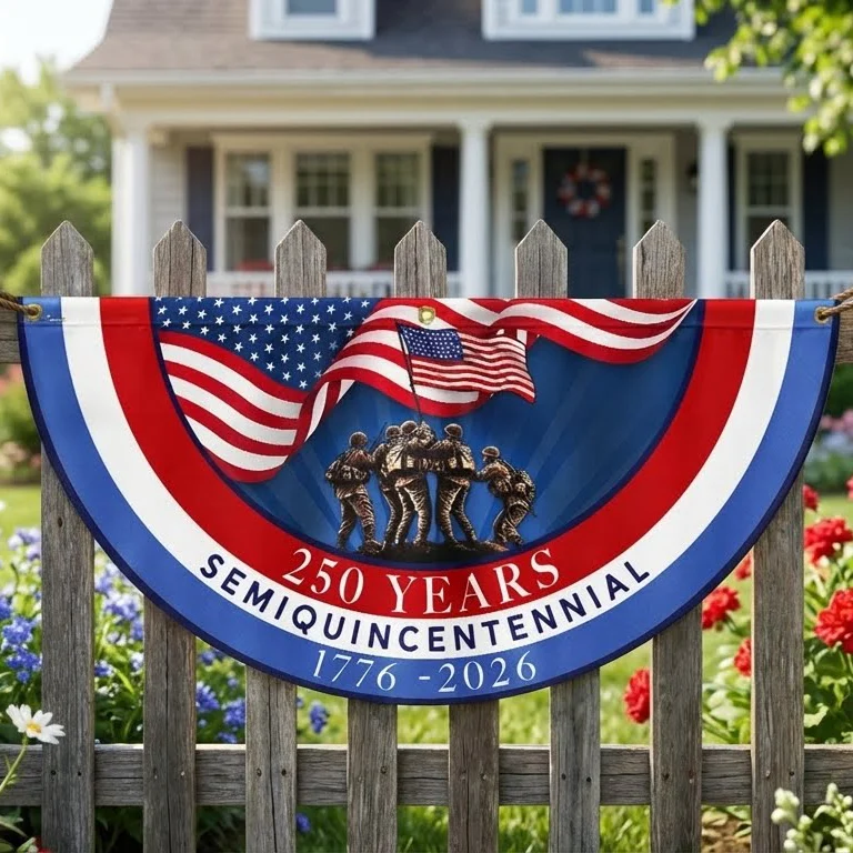 American Flag - USA 250th Anniversary Semiquincentennial Non-Pleated Fan Flag