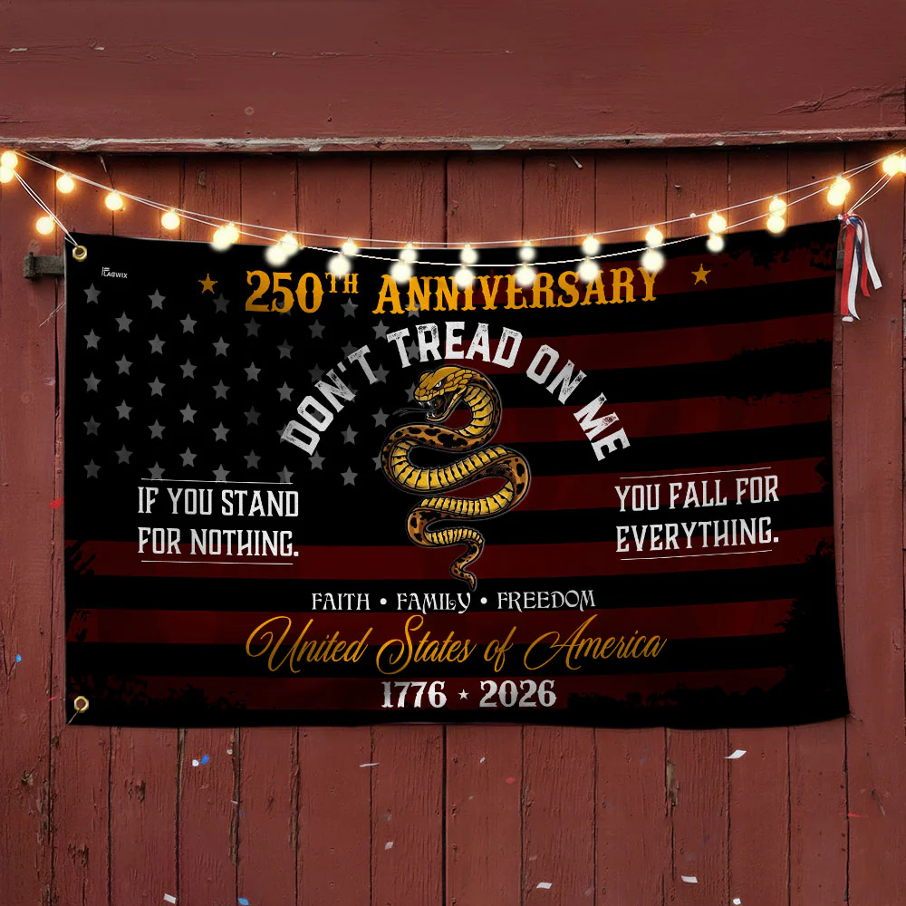 USA 250th Anniversary Grommet Flag – Don’t Tread On Me Patriotic Design