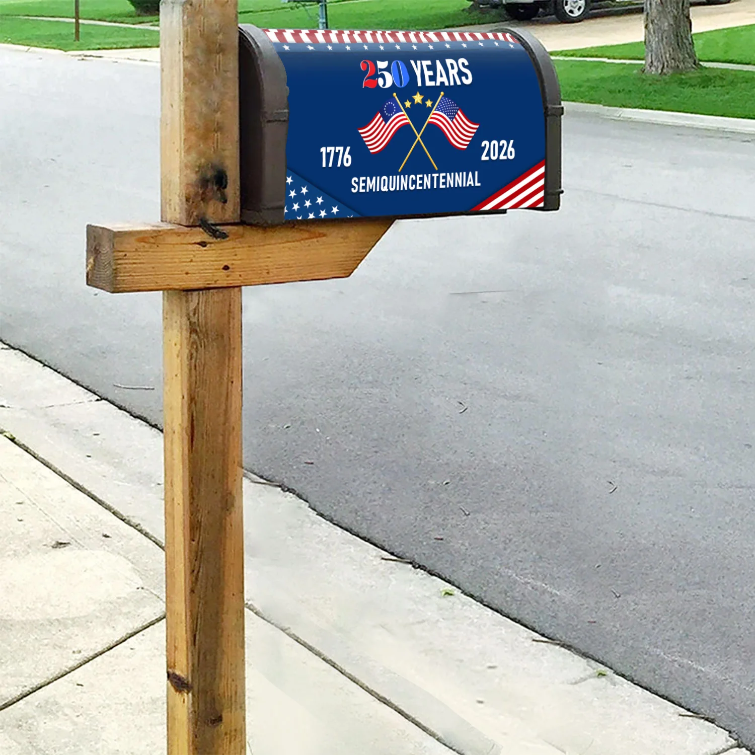 America 250th Anniversary US Semiquincentennial Flag Patriot Mailbox Cover