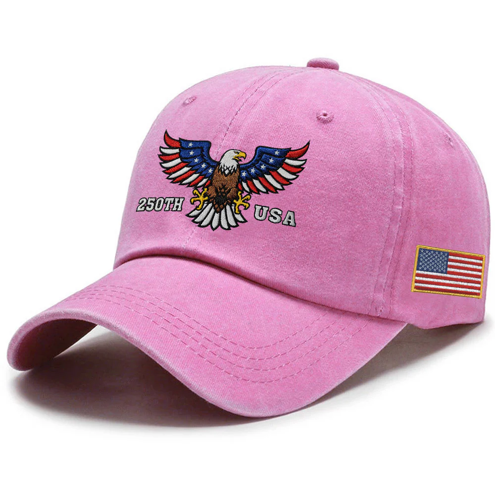250th Anniversary USA Patriotic Washed Cap with Embroidered American Flag