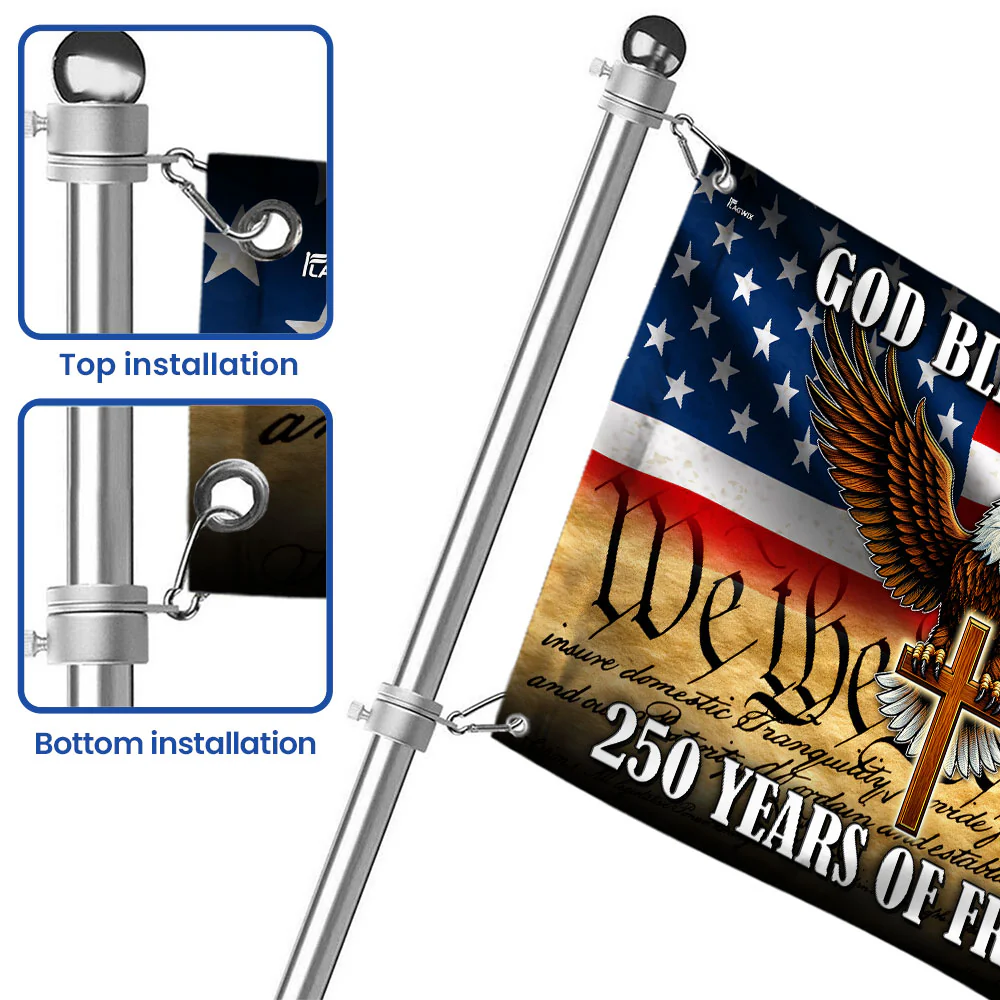 We The People Patriotic Eagle Cross 250 Years of Freedom Grommet Flag