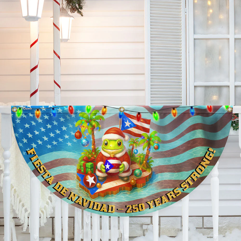 Puerto Rico Christmas Fan Flag – Fiesta De Navidad 250 Years Strong