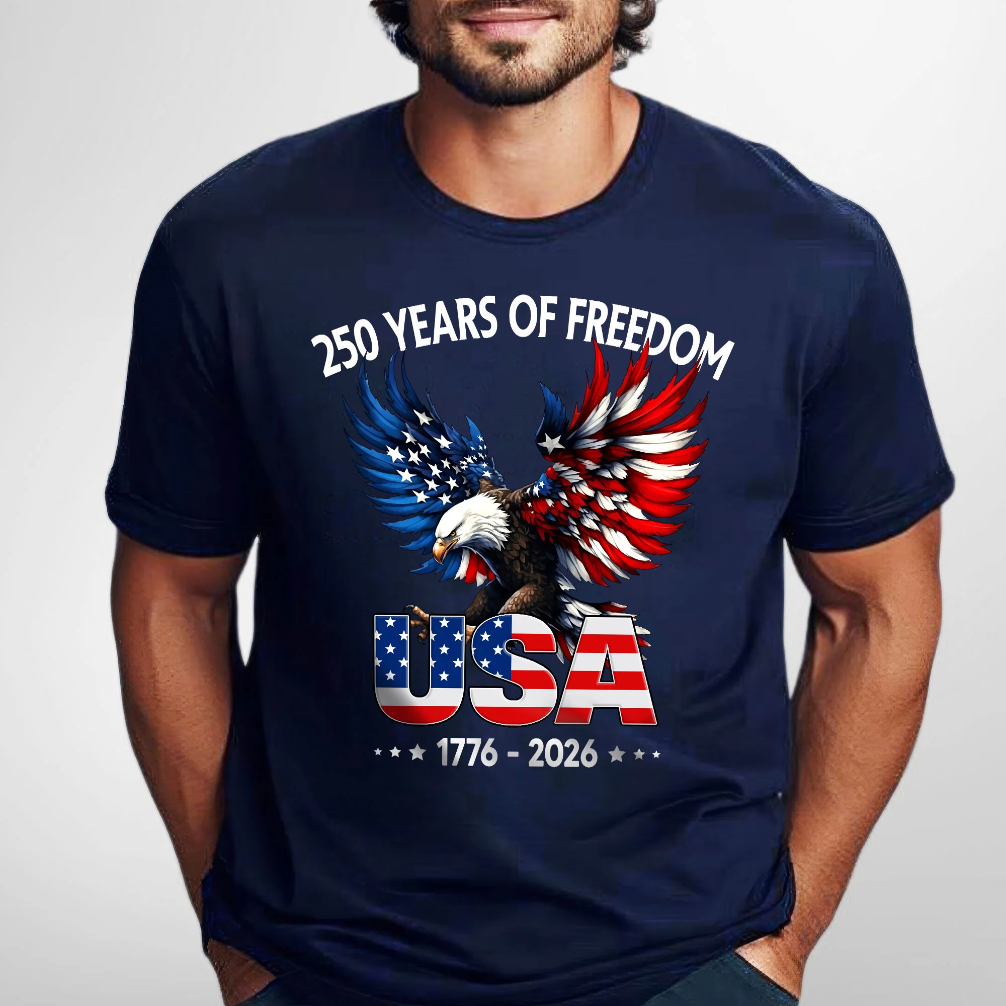 250 Years of Freedom USA T-Shirt | 1776–2026 Bald Eagle Patriotic Tee