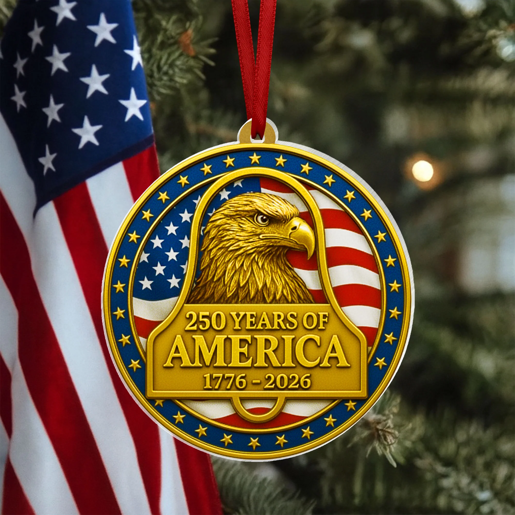 250 Years of America Ornament | Eagle Bell 1776 2026 Patriotic Decor