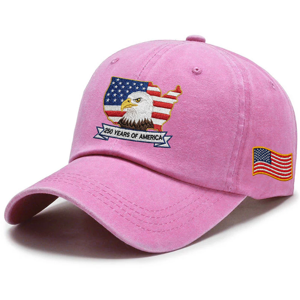 250 Years America Independence Patriot Washed Cap Embroidered Eagle Flag