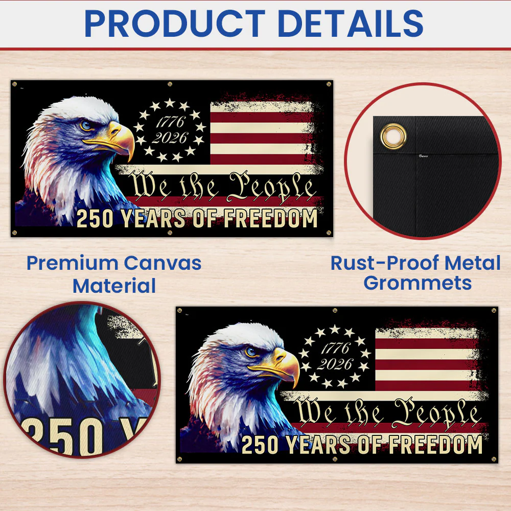 America 250th Anniversary Fence Banner We The People Patriotic Flag