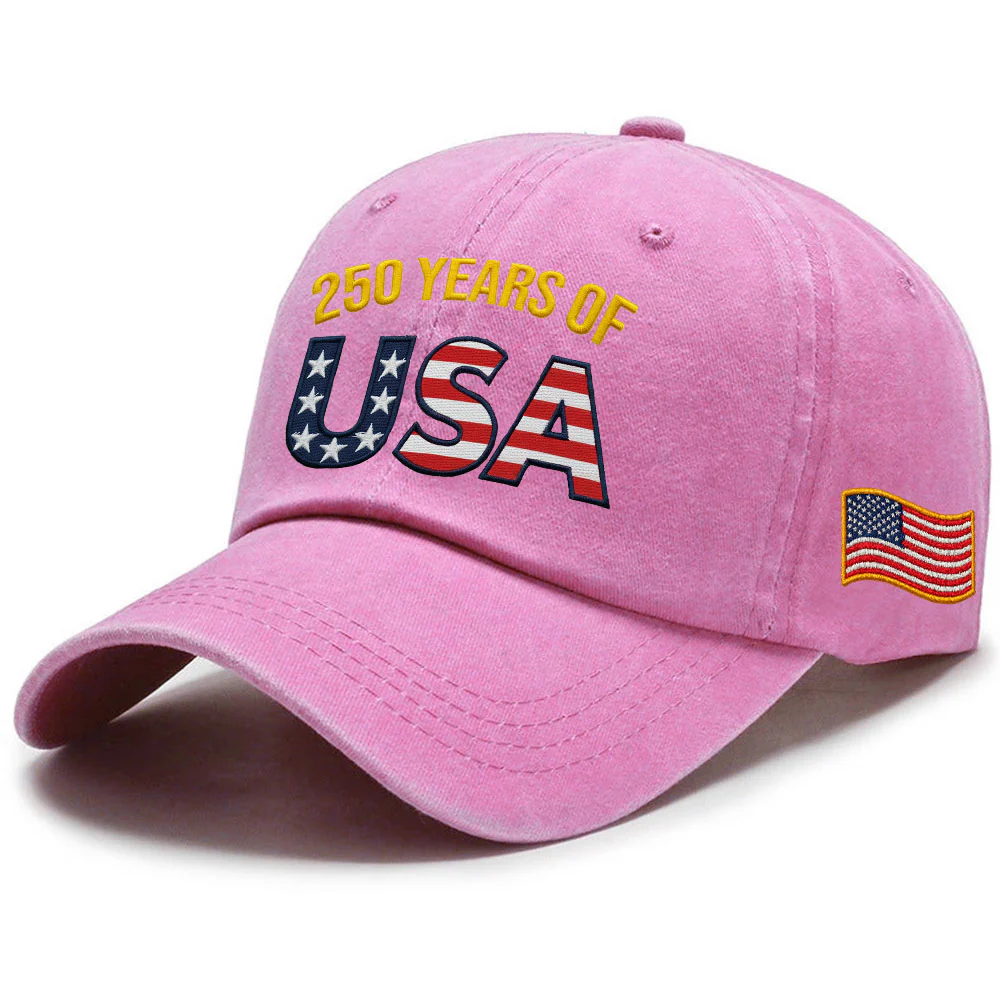 250 Years of USA Washed Cap | Independence Patriot Washed Cap Embroidered Flag