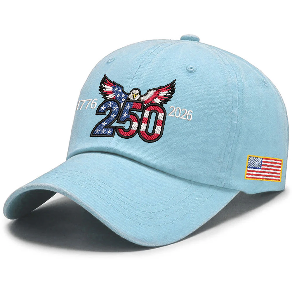 250th Anniversary Washed Cap with Embroidered Eagle Flag