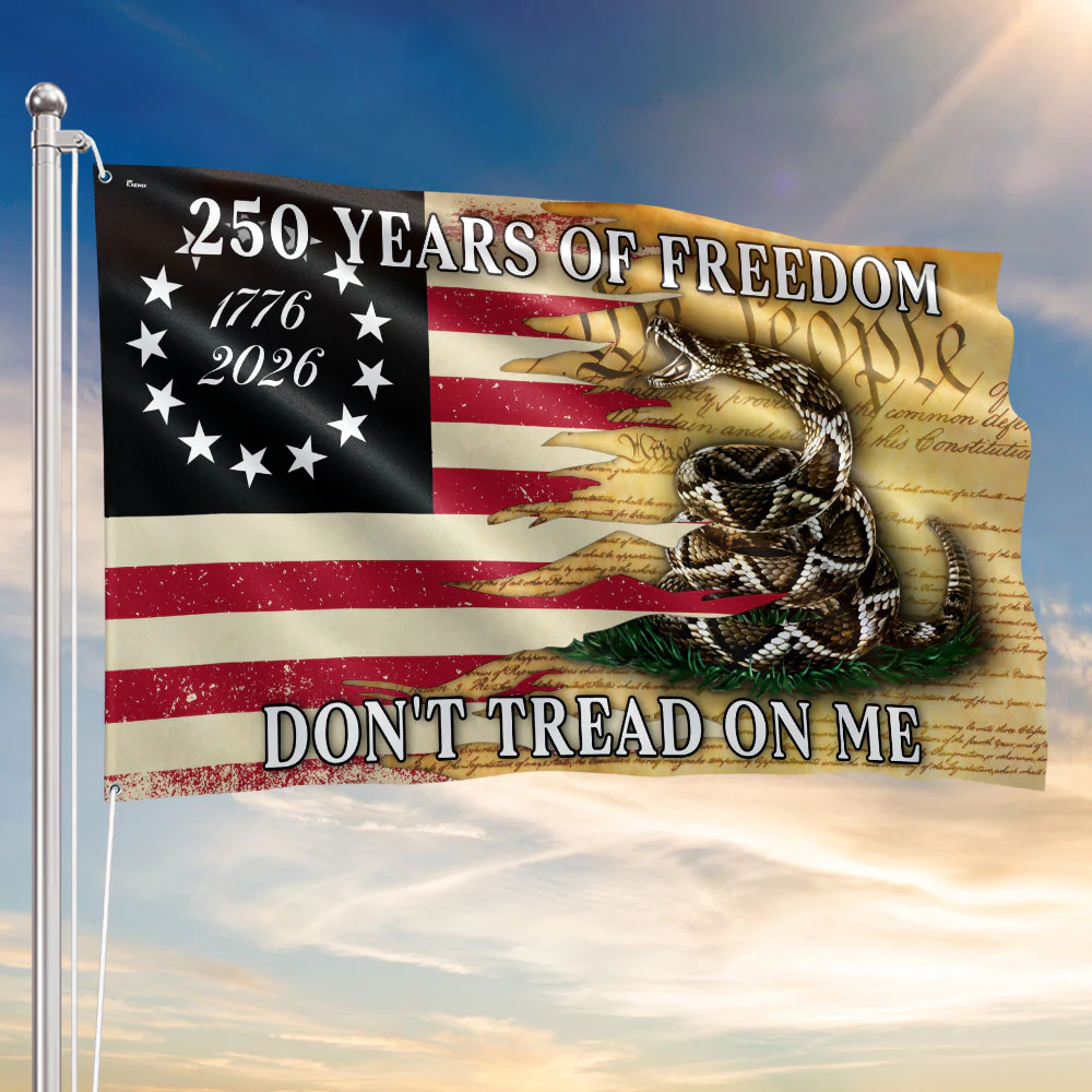 250 Years of Freedom Flag, 1776 2026 Gadsden Dont Tread On Me Grommet Flag