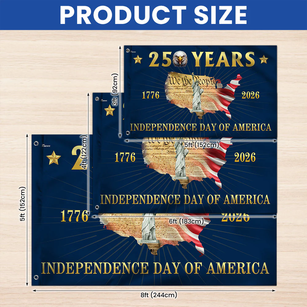 250 Years Grommet Flag - Independence Day of America Map Flag