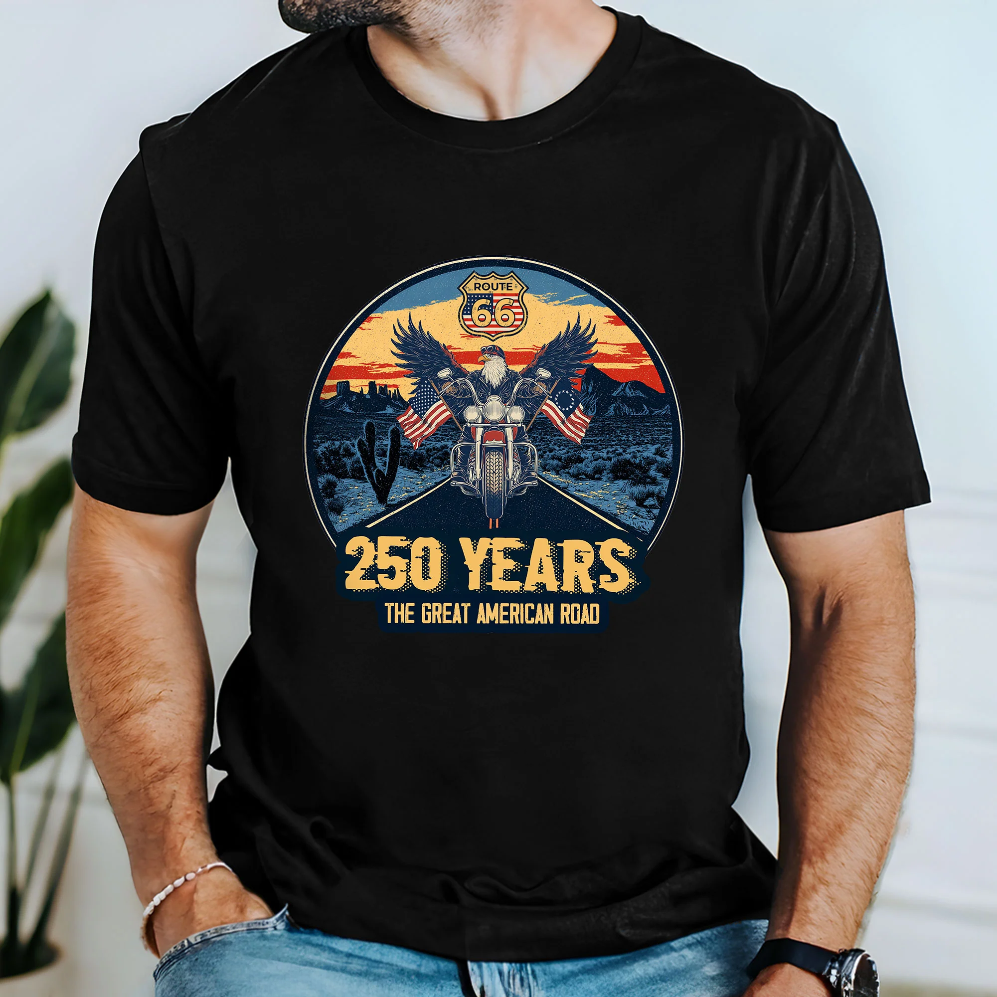 250 Years Route 66 Motor Patriotic T-Shirt | The Great American Road Tee
