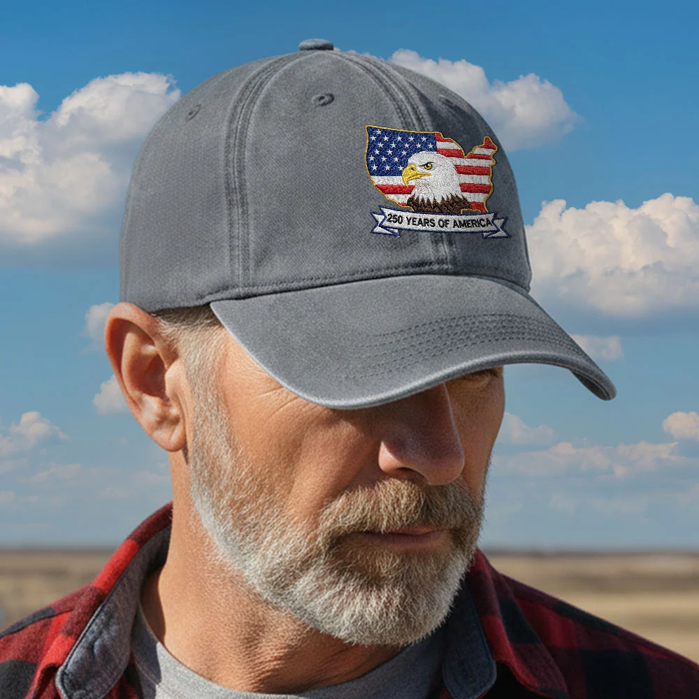 250 Years America Independence Patriot Washed Cap Embroidered Eagle Flag