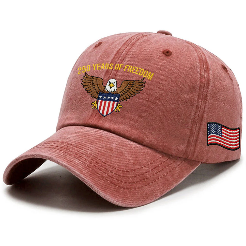 250 Years of Freedom Washed Cap, American Eagle Shield with Embroidered Hat