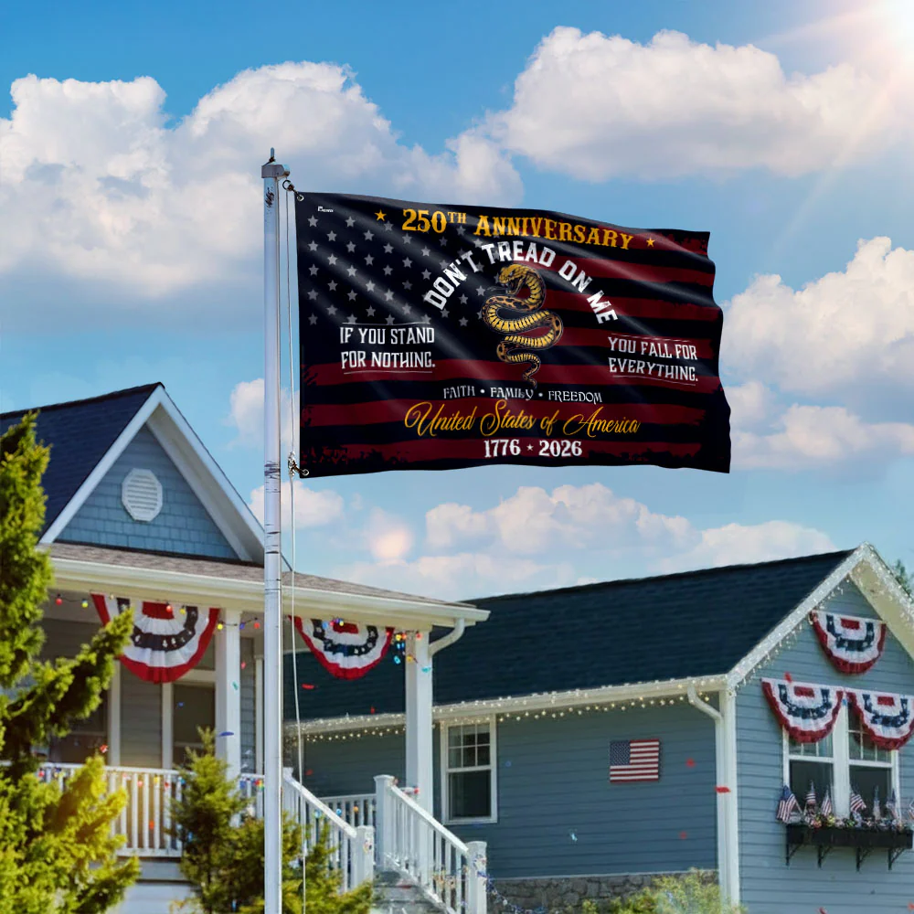 USA 250th Anniversary Grommet Flag – Don’t Tread On Me Patriotic Design