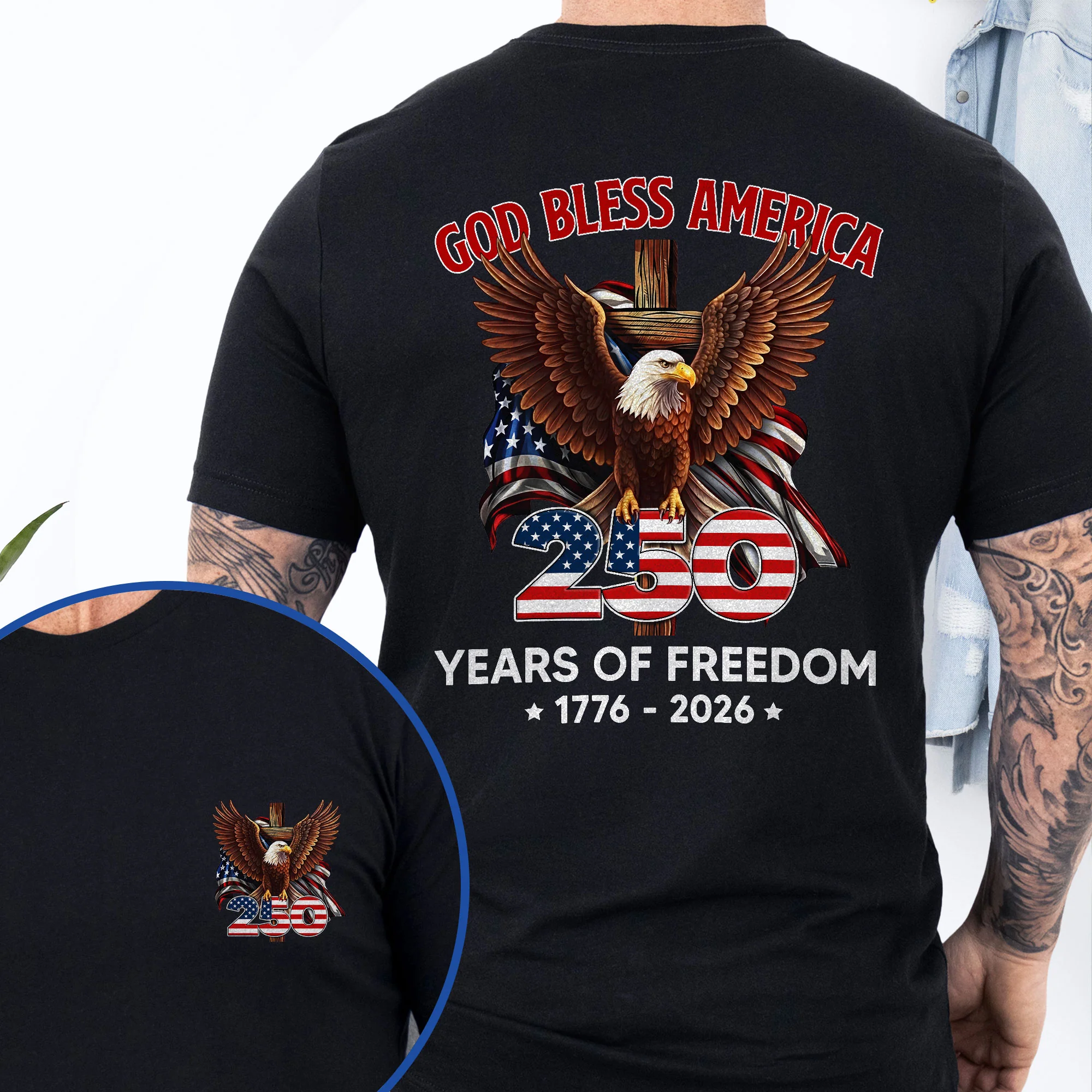 250 Years of Freedom T-shirt | Patriotic God Bless America Eagle Shirt