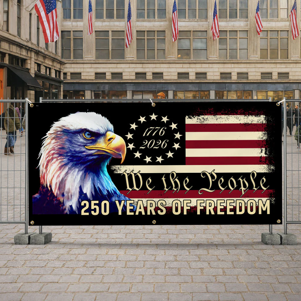America 250th Anniversary Fence Banner We The People Patriotic Flag